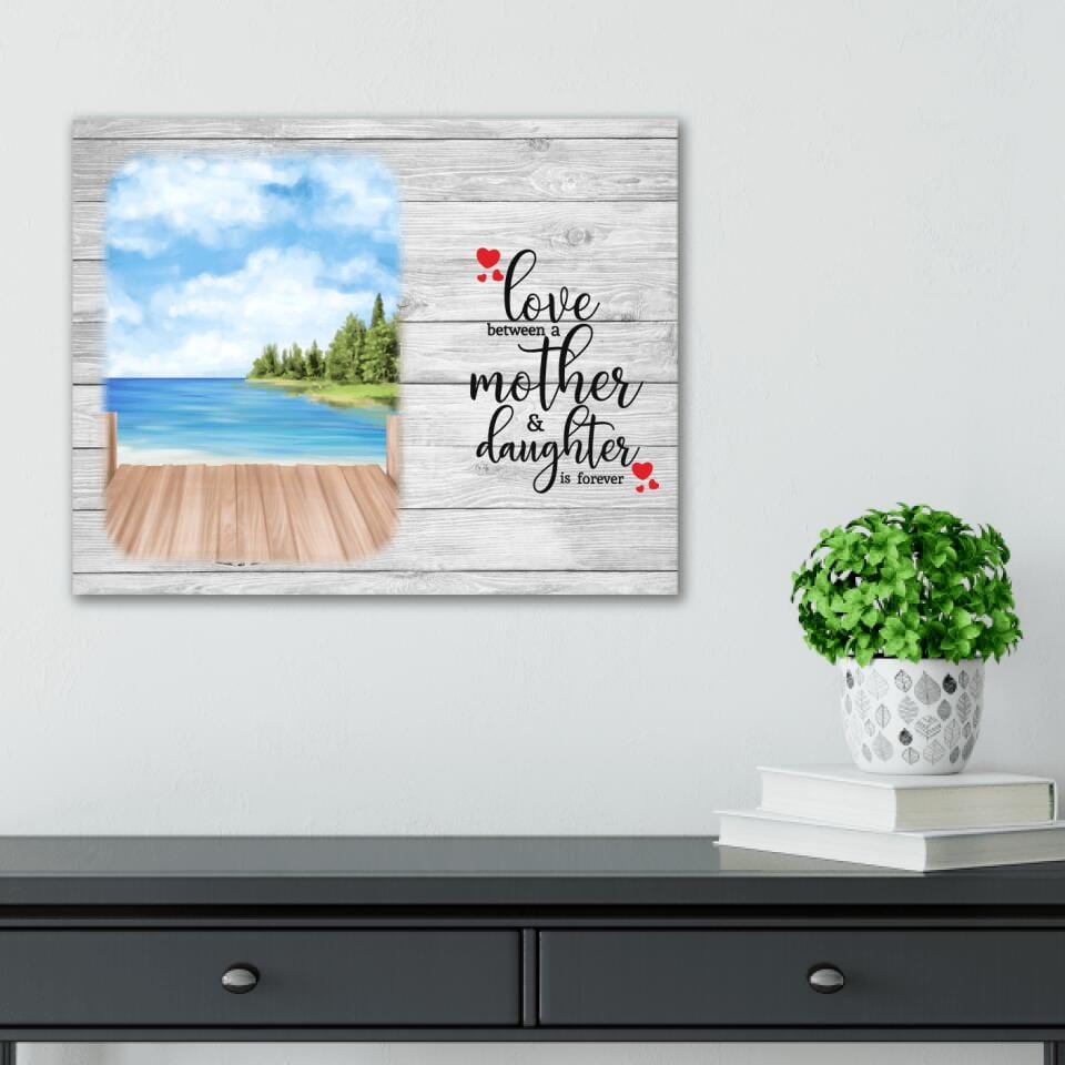 Love Between A Mother & Daughter Sea View Canvas Print